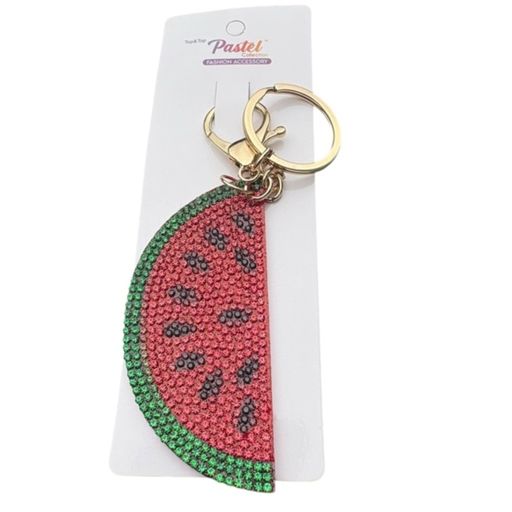 Pastel Collection Watermelon Fruit Rhinestone Key Chain Bag Charm